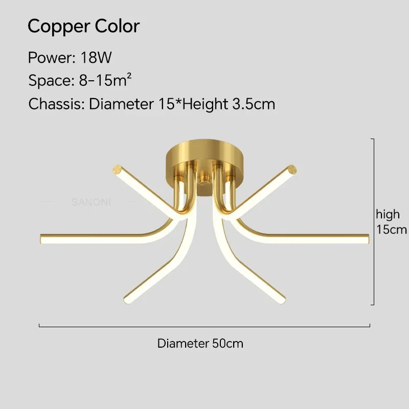 Modern LED ceiling light with remote control for interior decoration
