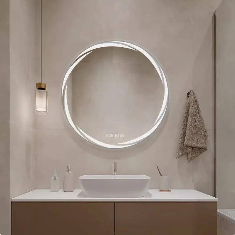 Creative illuminated circular mirror for modern decor