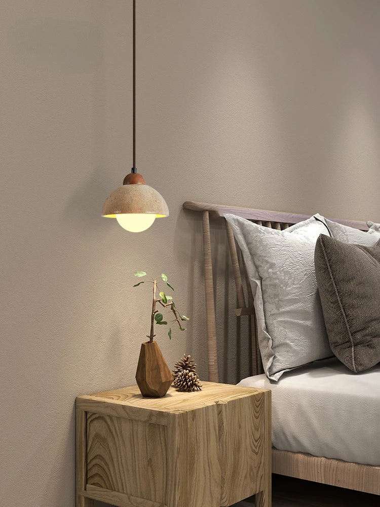 Adjustable length travertine marble pendant light for indoor decoration