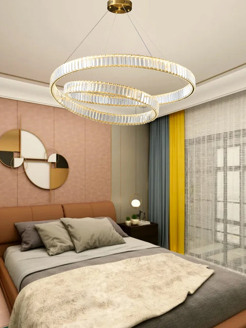 suspension led moderne en cristal design élégant et réglable - vue 6 sur 9