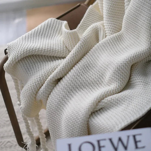 Nordic geometric knit throw blanket for living room or bedroom - vue 5 sur 7