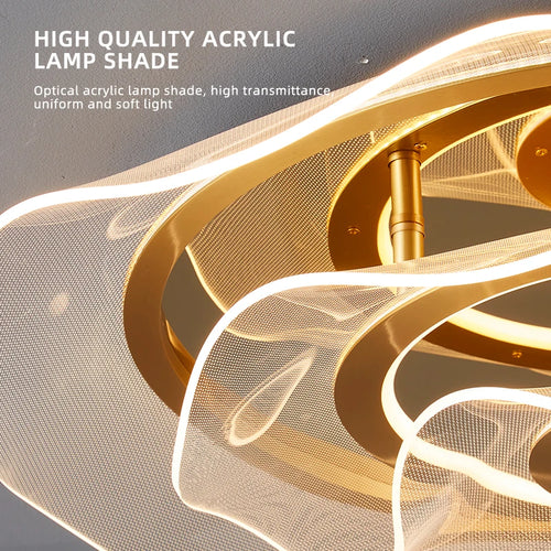Luxury gold LED chandelier for stylish interiors - vue 3 sur 12
