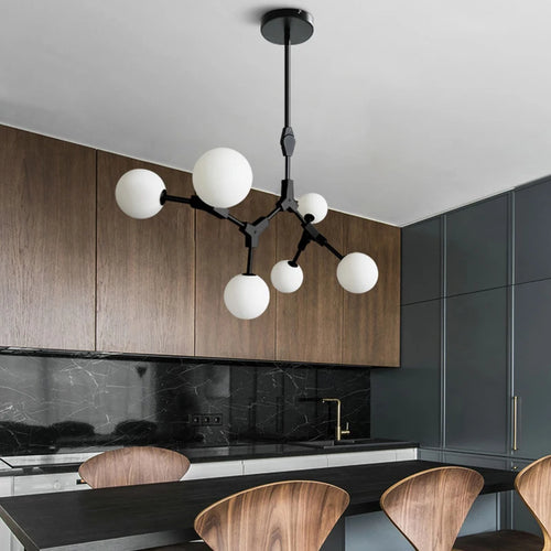 Minimalist glass chandelier for elegant lighting - vue 3 sur 12