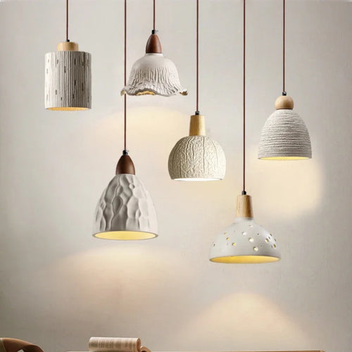 Modern wood and marble chandelier for elegant interiors - vue 2 sur 14