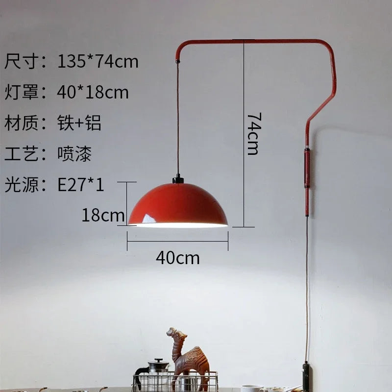 Modern industrial swing arm wall lamp with foldable shade