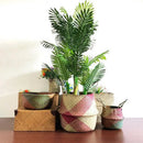 straw storage basket with foldable handle for gardening