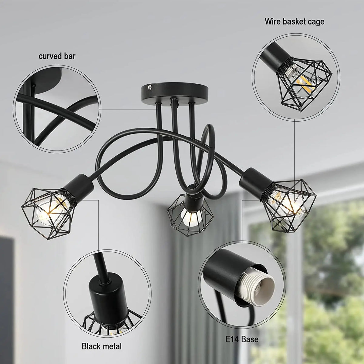Lampe araignée moderne maison éclairage toit chambre salon expédition - vue 4 sur 8