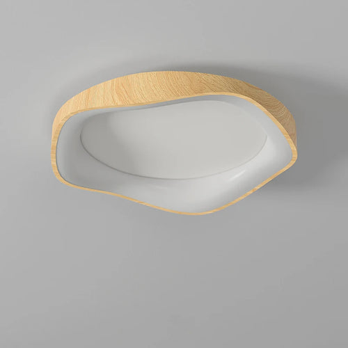Simple wood grain circular LED lamp modern indoor lighting - vue 3 sur 8
