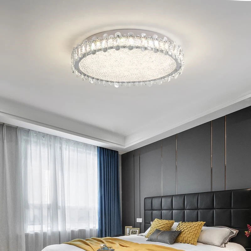 Modern round crystal LED ceiling light for restaurant and hotel 2022