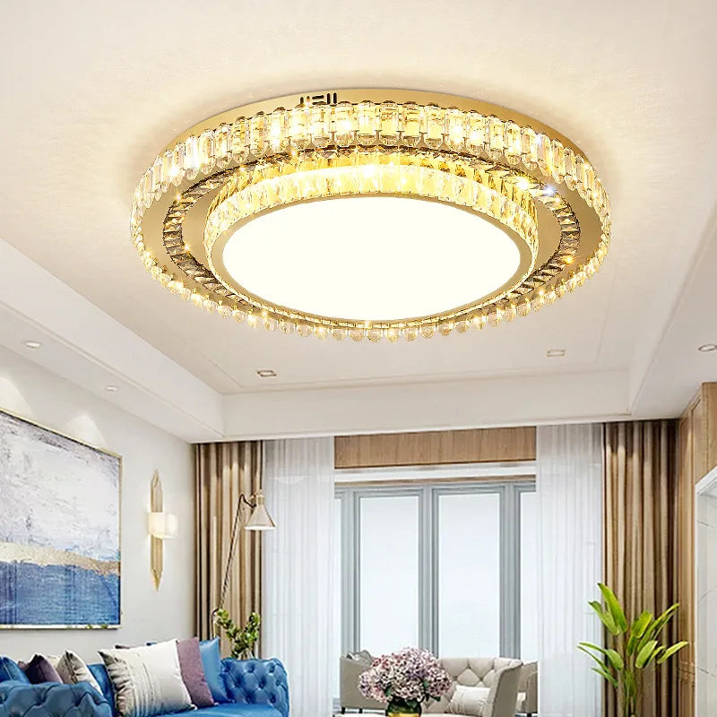 Modern luxury crystal glass round LED chandelier
