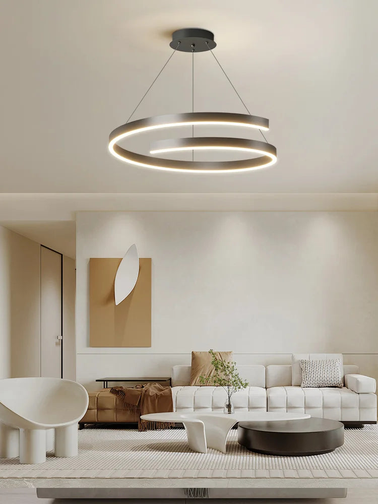 Modern single ring gold iron chandelier with indoor LED lighting