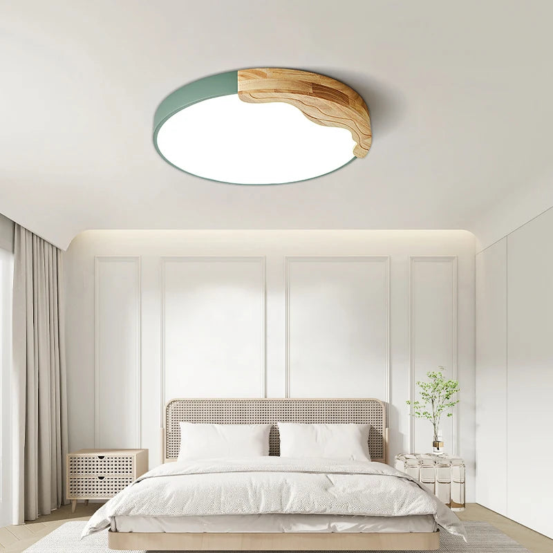 Nordic style recessed LED ceiling light with round macaron details, creative modern lighting - vue 4 sur 18