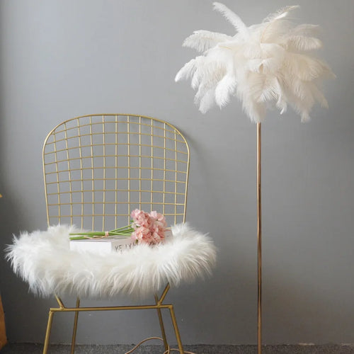 Romantic art deco feather floor lamp with 3 colour settings - vue 2 sur 9