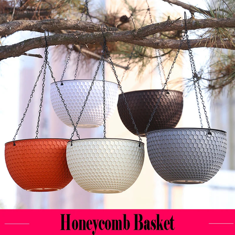 plastic hanging basket imitation honeycomb rattan