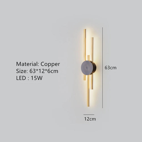 Minimalist brass LED wall light for restaurant and hallway - vue 12 sur 18