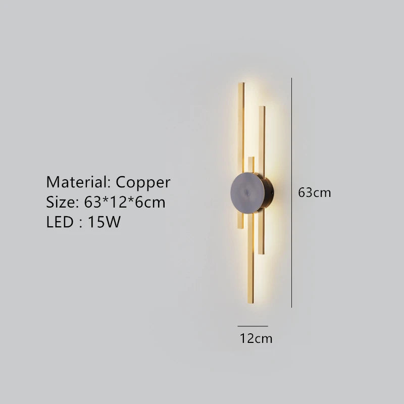 Minimalist brass LED wall light for restaurant and hallway - vue 11 sur 18