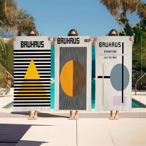 serviette de plage microfibre bauhaus géométrique séchage rapide - vue 3 sur 6