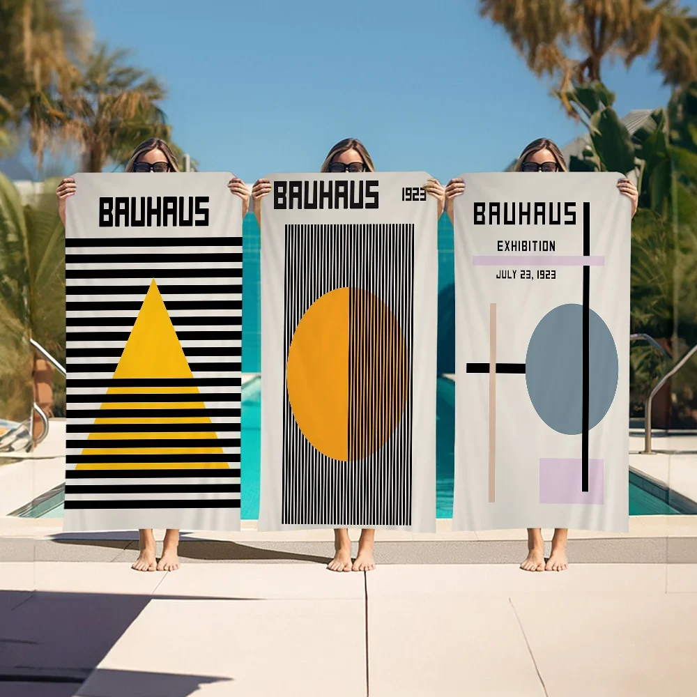 Bauhaus geometric quick-dry microfibre beach towel