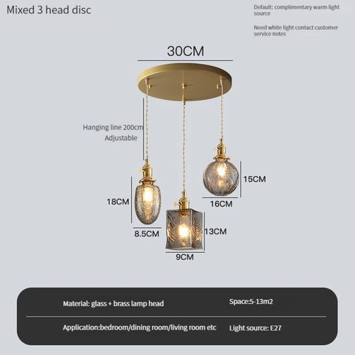 Vintage pendant light with switch and crystal glass shade - vue 5 sur 22