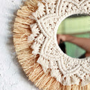 Handwoven boho nordic wall mirror decor