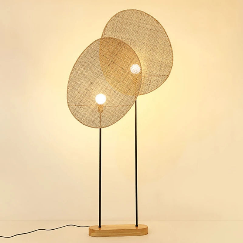 Woven rattan floor lamp Asian style for modern interiors