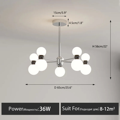 Dimmable pendant chandelier for modern interior decor