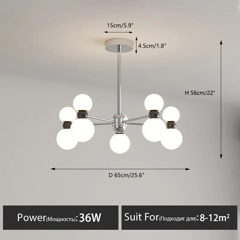 Dimmable pendant chandelier for modern interior decor