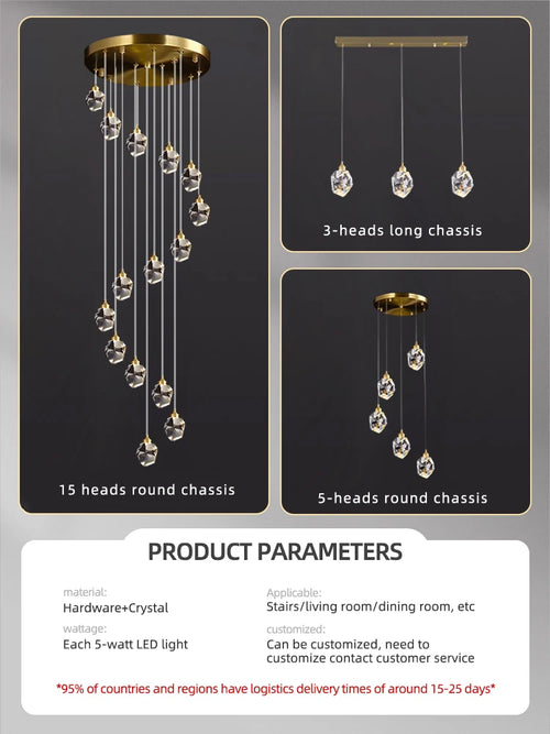 Modern high crystal chandelier for refined lighting - vue 6 sur 30