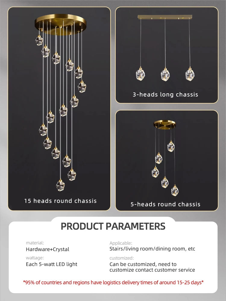 Modern high crystal chandelier for refined lighting - vue 5 sur 30