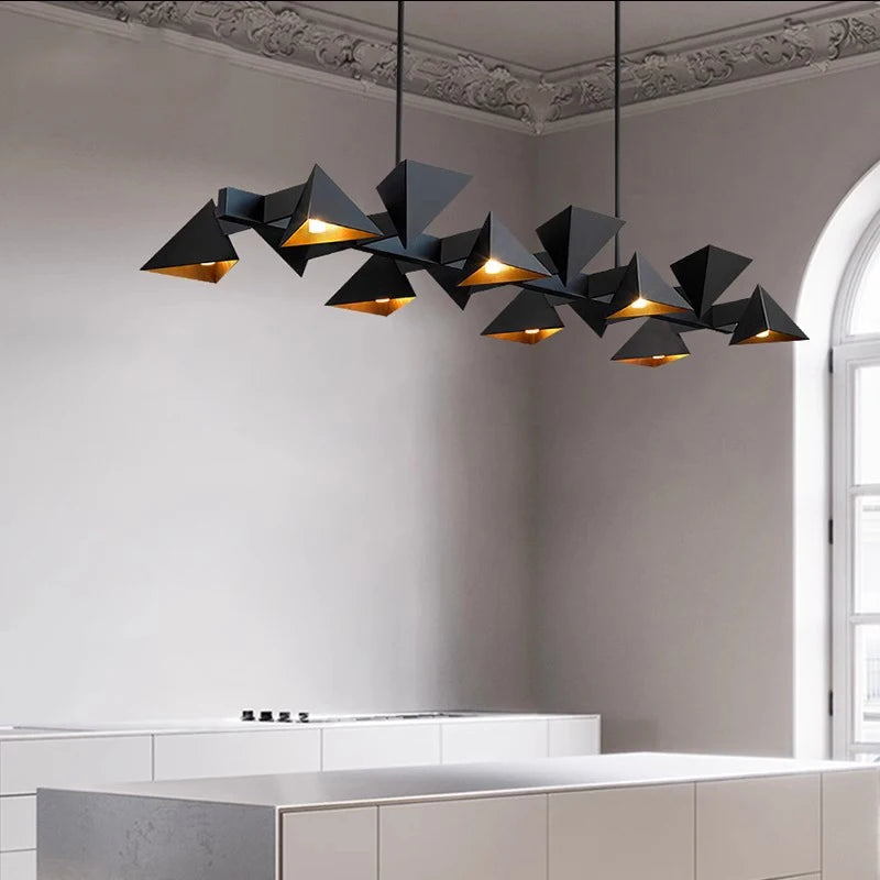 Modern decorative black metal designer chandelier for indoor use - vue 4 sur 9