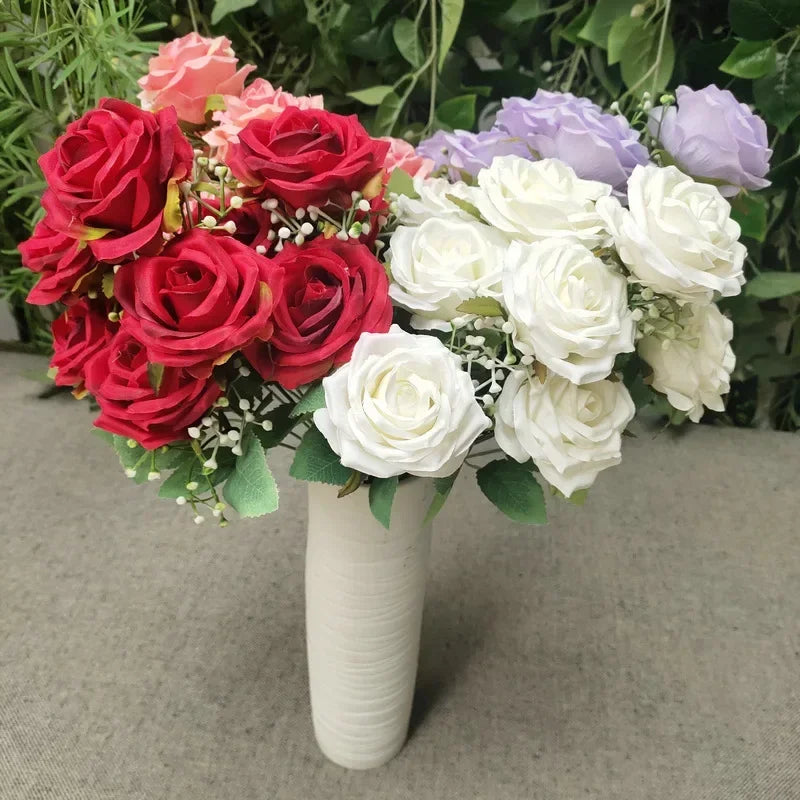 Silk rose bouquet for wedding and party decoration - vue 4 sur 13