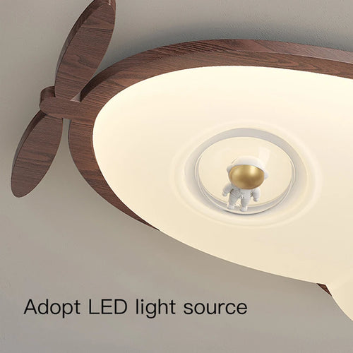 Wooden airplane ceiling light for children's bedroom with playful design - vue 10 sur 12