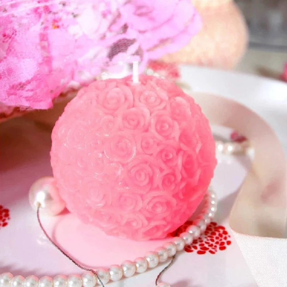 scented candle ball rose flower home decoration gift - vue 5 sur 9