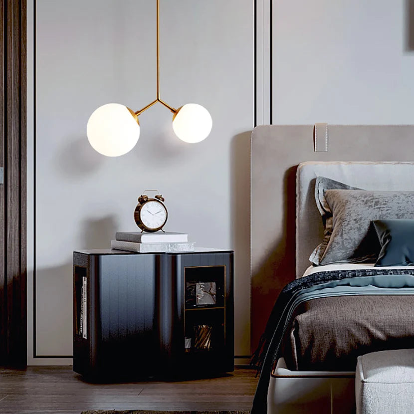 Simple modern sandyha chandelier with 2 LED globes