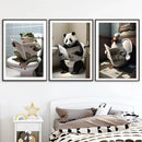 Humorous animal bathroom canvas wall art