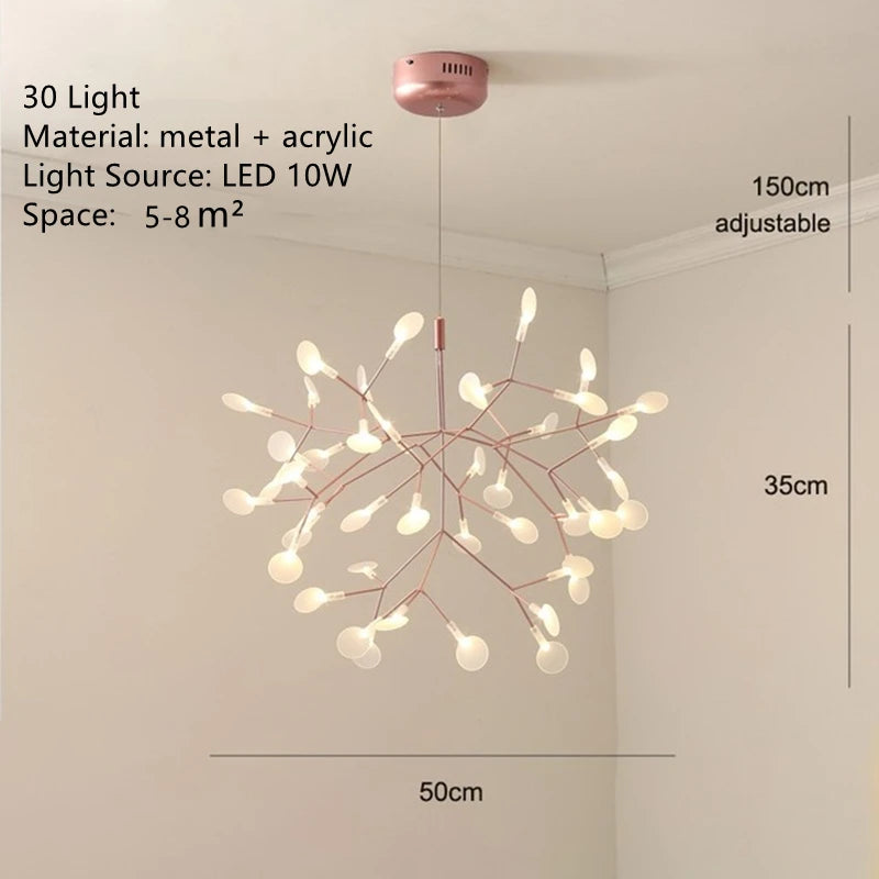 Modern LED chandelier with round branch design for pendant suspension
