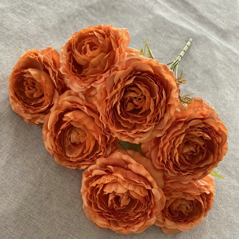Artificial silk peony bouquet for floral decoration