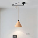 Modern walnut wood retractable swivel arm chandelier