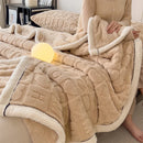 Thick winter fleece throw with heart pattern for sofa and bed