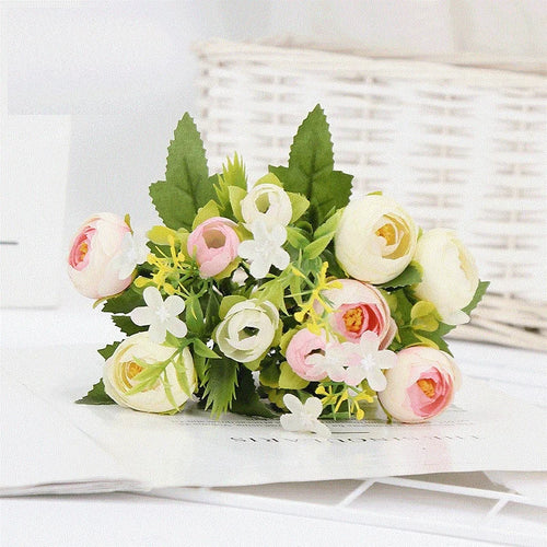 Silk artificial rose bouquet for elegant decor - vue 9 sur 10