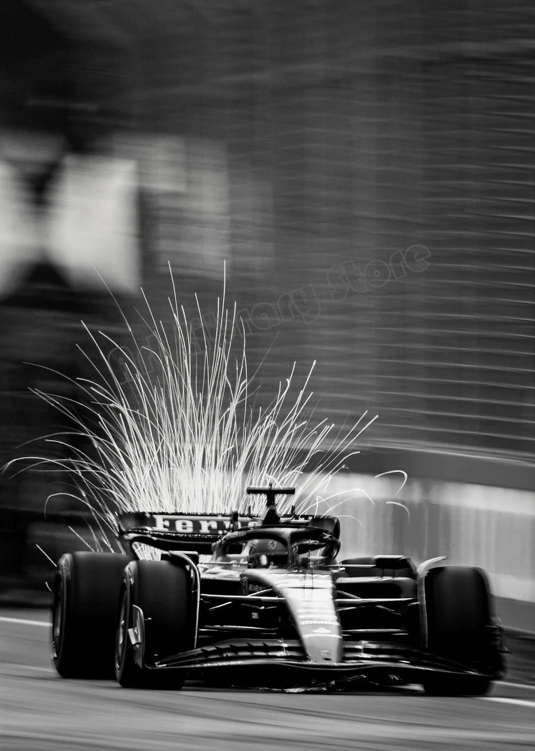 Vintage black and white F1 racing poster canvas print