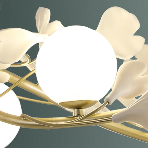 Nordic glass ginkgo LED pendant light - vue 6 sur 11