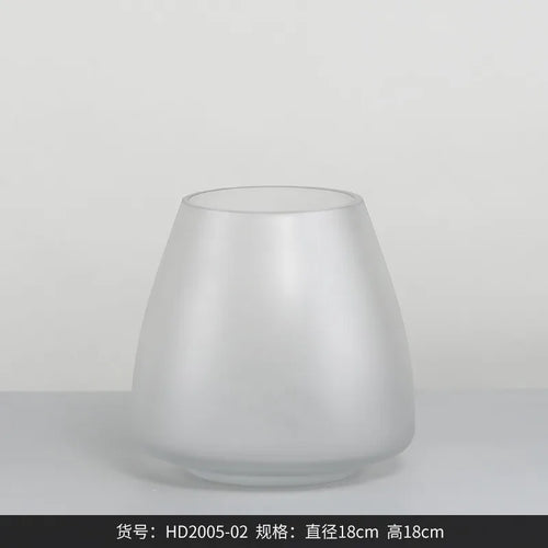 frosted glass vase for interior decoration dried flowers and hydroponics - vue 7 sur 12