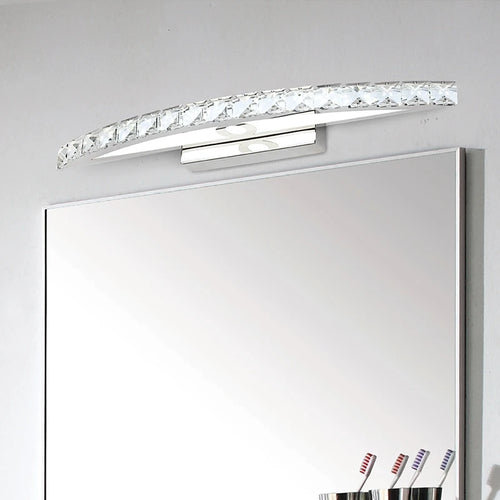 Bathroom LED mirror wall light stainless steel and crystal make-up lamp 44 cm/54 cm - vue 2 sur 10