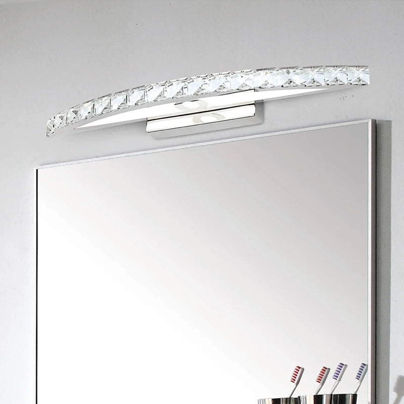 Bathroom LED mirror wall light stainless steel and crystal make-up lamp 44 cm/54 cm