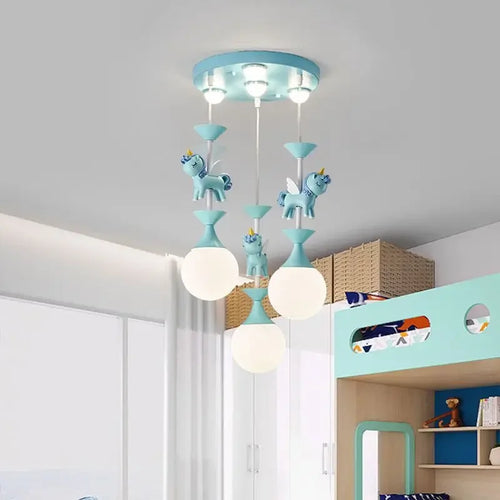 Modern LED carousel chandelier for children's princess room - vue 2 sur 12