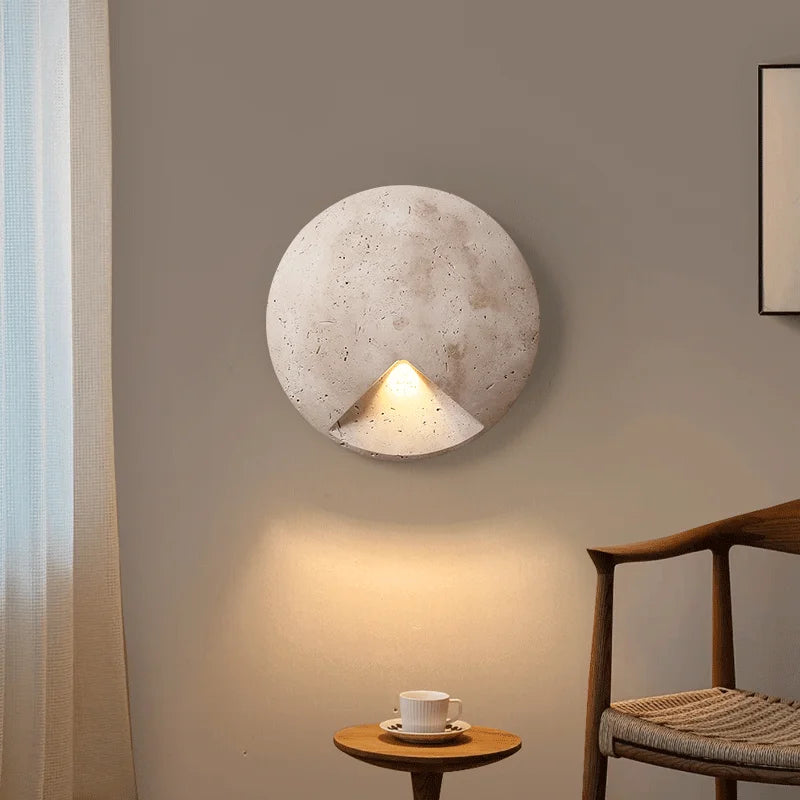 Vintage round natural stone decorative wall light for interiors