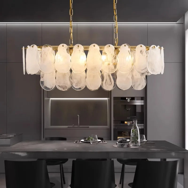 Gourd glass pendant light with cloud pattern French American style