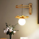 Nordic wooden hanging wall light with swing arm LED