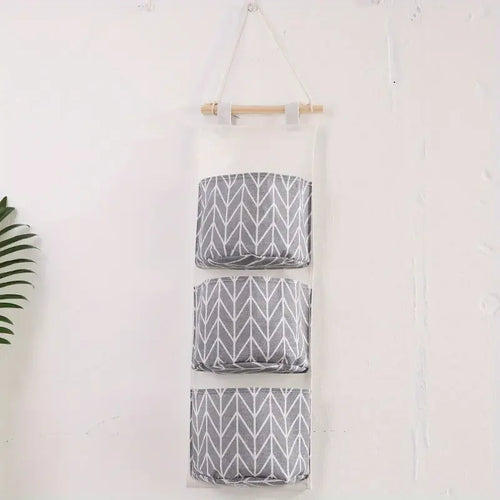 three-tier hanging bag in moisture-resistant cotton linen blend